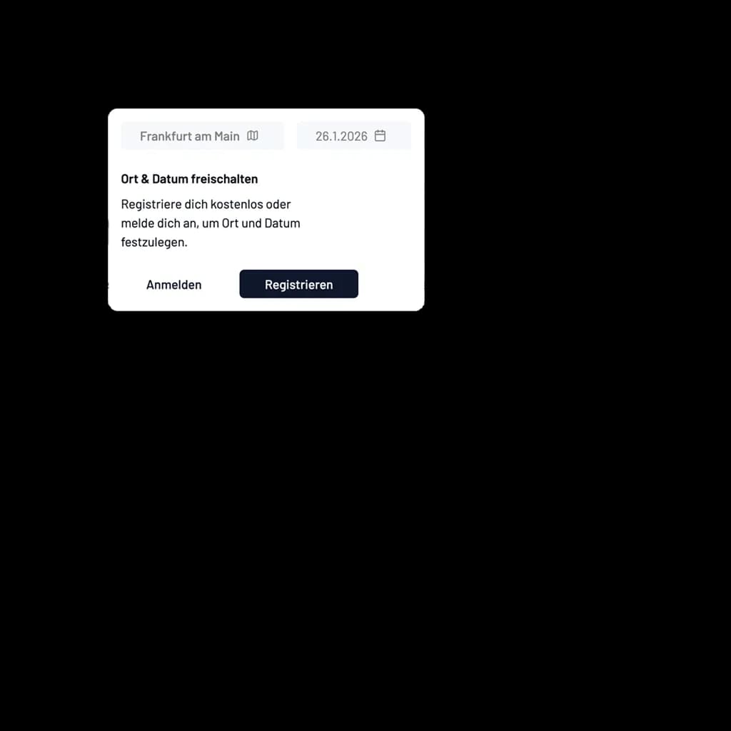 Screenshot „Ort & Datum freischalten“