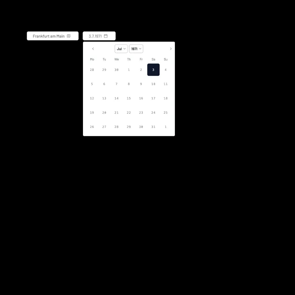 Screenshot „Datum auswählen“
